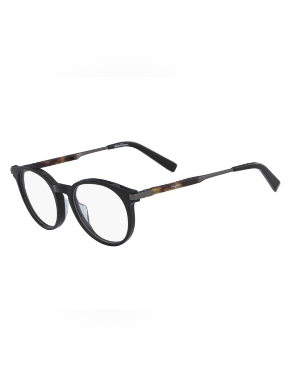 Salvatore Ferragamo Black Frame Eyeglasses with Tortoiseshell Temples